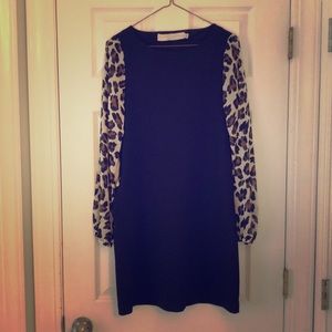 Black Dress- Leopard Sheer Sleeves